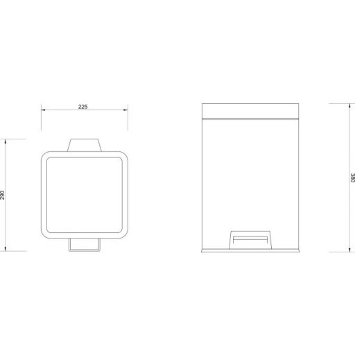 MINOTTI szemetes 12L, szögletes forma, króm