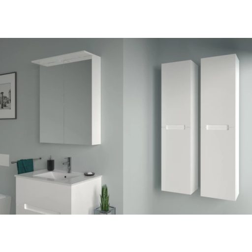 PinoArt Odeon Magas Fürdőszobai Szekrény – Magasfényű Fehér – Nedvességálló Kivitel, 150 cm