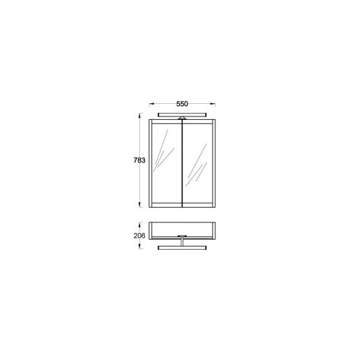 PinoArt TERA 55 Tükrös Fürdőszobai Szekrény – Magasfényű Fehér – LED Világítással – Nedvességálló, 55 cm