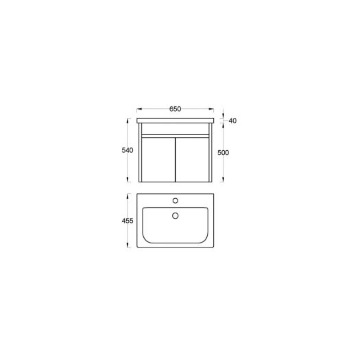 LineART TERA 65 Mosdós alsószekrény – 65 cm | Szürke-Fehér, Nedvességálló