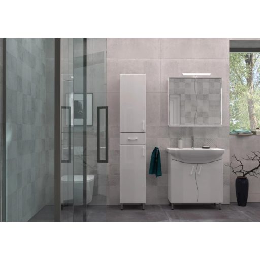 PinoArt SIRIS 75S Mosdós Szekrény – Magasfényű Fehér – Soft-Close – Nedvességálló, 75 cm