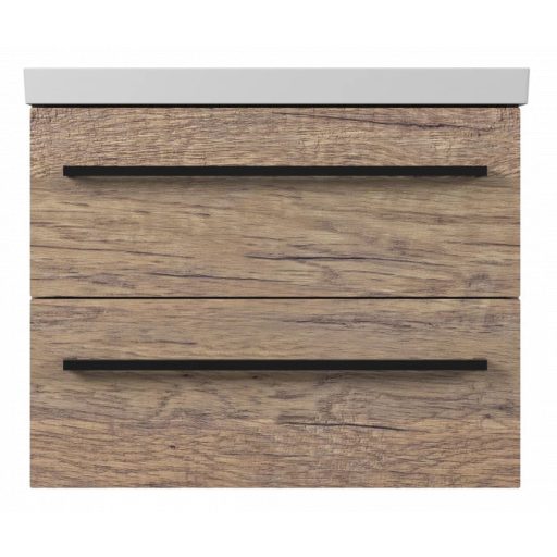 LineART PLAZA 70 cm Függesztett Mosdószekrény Kerámia Mosdóval – Wotan Tölgy – Nedvességálló