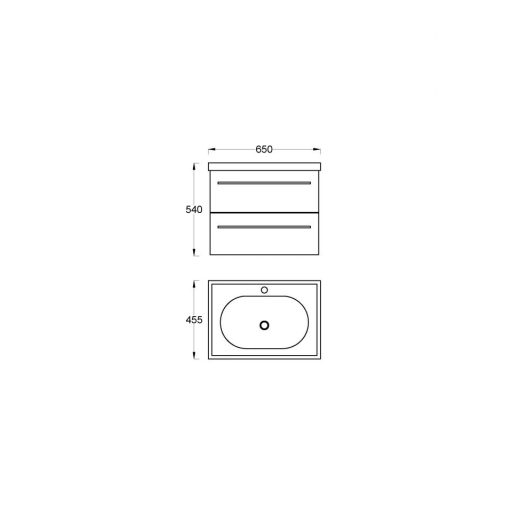 LineART PLAZA 70 cm Függesztett Mosdószekrény Kerámia Mosdóval – Wotan Tölgy – Nedvességálló