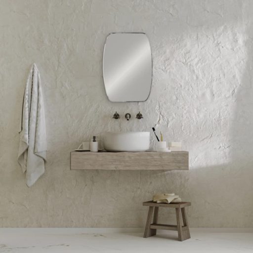 MINOTTI Lekerekített téglalap alakú keretes fürdőszobai tükör – 60x45 cm