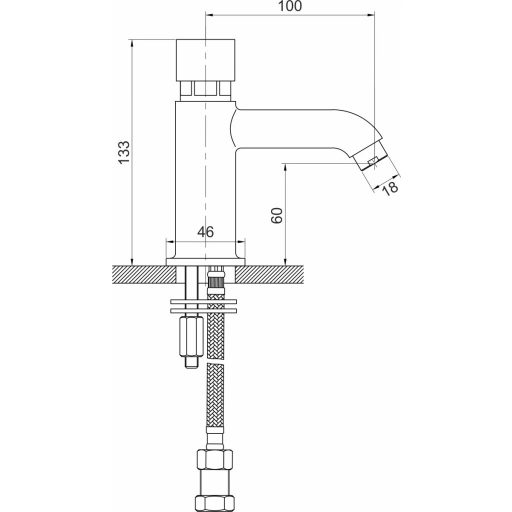 MINOTTI nyomógombos mosdócsap ívelt kifolyóval, meleg-hideg vizes