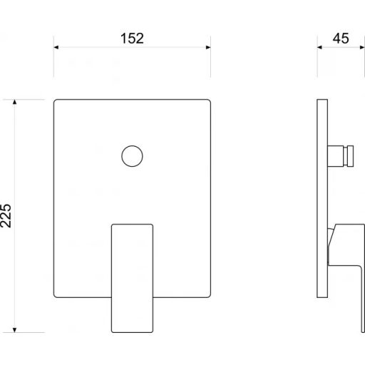 MINOTTI QUADRA Króm Beépíthető Kád/Zuhany Csaptelep Előlap Váltóval