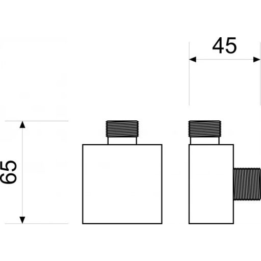 MINOTTI QUADRA fali zuhanycsatlakozó – króm, 65x45 mm