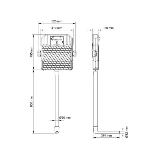 VISAM beépíthető öblítőtartály guggolós WC-hez 525x1395x80 mm fehér