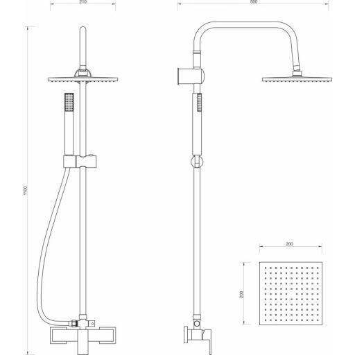 Minotti Quadra zuhanyrendszer csapteleppel, króm, 200x200 mm