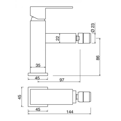 MINOTTI QUADRA egykaros bidécsaptelep – 144 mm – króm