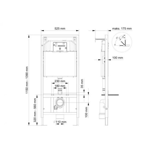 VISAM DUO FIX beépíthető WC tartály szerelőkerettel 525x1150x175 mm kék