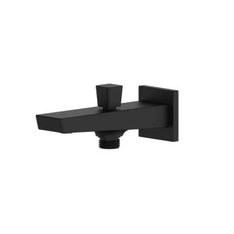   Minotti QUADRA NEW fali kádtöltő kifolyócső zuhanyváltóval, matt fekete – 128 mm