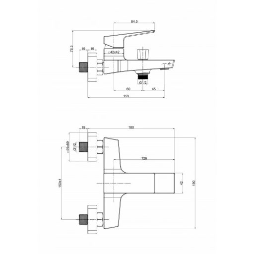 MINOTTI QUADRA NEW Kádcsaptelep  matt fekete