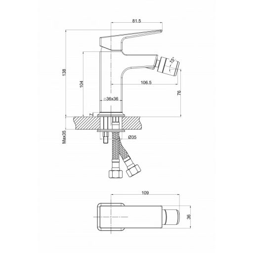 MINOTTI QUADRA NEW egykaros bidécsaptelep – 138 mm – króm