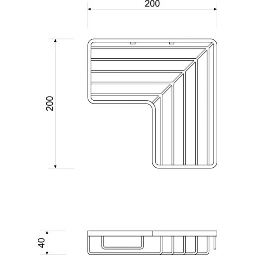 MINOTTI sarokpolc 20×20cm, akasztóval, króm