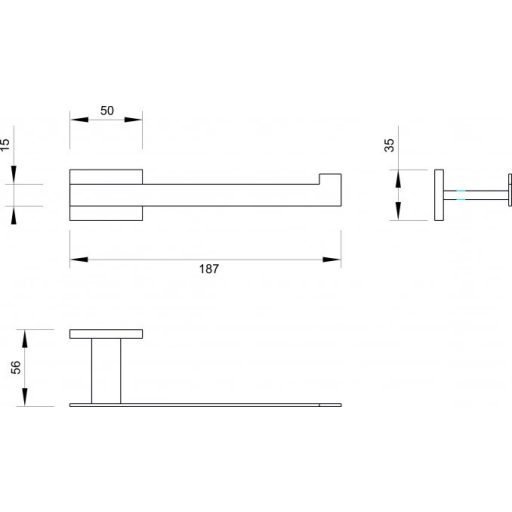 MINOTTI 20700 WC-papír tartó 187x56x50 mm matt fekete