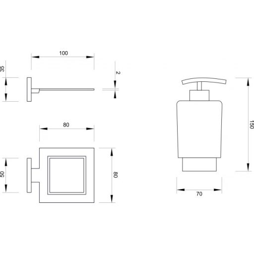 MINOTTI 20700 fali folyékony szappanadagoló, króm, matt üveg tartállyal

