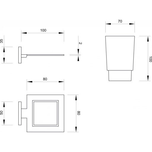 MINOTTI 20700 üveg pohártartó, króm konzollal