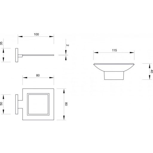 MINOTTI 20700 fehér üveg szappantartó, matt fekete tartókonzollal
