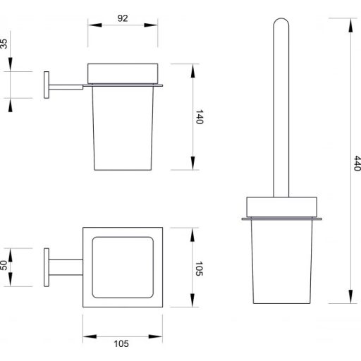 MINOTTI fali WC-kefe – 105x440 mm – Króm (20750)