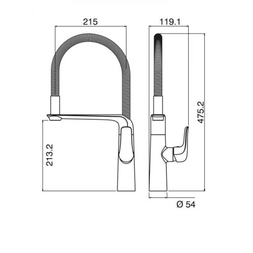 MINOTTI Stela konyhai csaptelep mágneses dokkolóval, 475x215 mm, króm