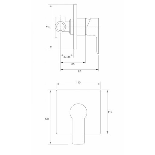 MINOTTI STELA Fényes króm beépíthető zuhany csaptelep váltó nélkül