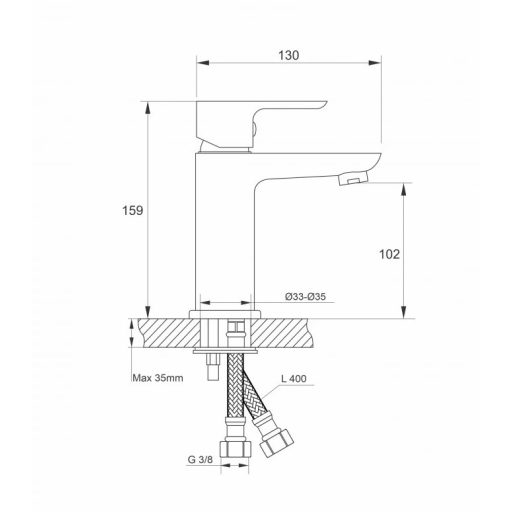  MINOTTI STELA Mosdó csaptelep fehér/króm, POP-UP nélkül