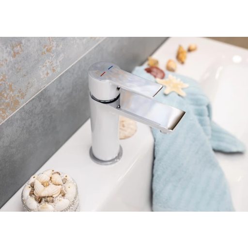  MINOTTI STELA Mosdó csaptelep fehér/króm, POP-UP nélkül