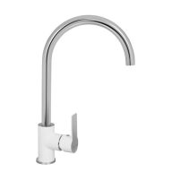   MINOTTI Stela hattyúnyakú konyhai csaptelep, 340x200 mm, fehér / króm