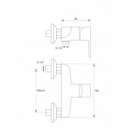 MINOTTI STELA Zuhany csaptelep matt fekete