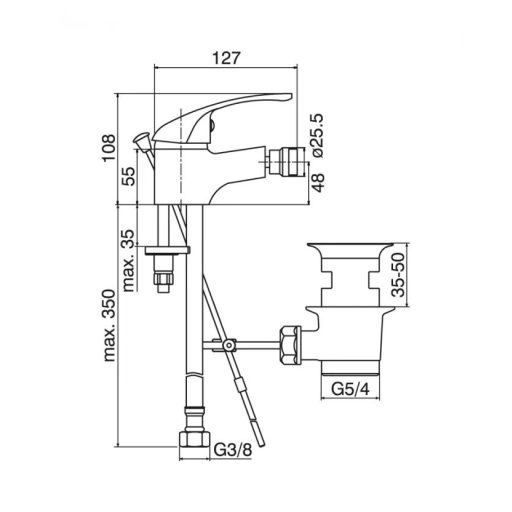 MINOTTI EKONOMIK egykaros bidécsaptelep – 108 mm – króm