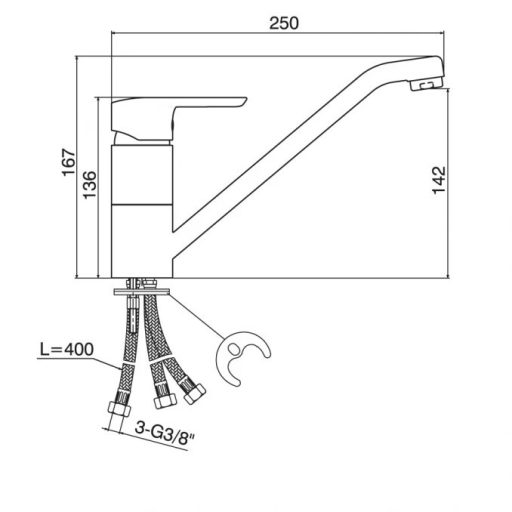 Konyhai csaptelep MINOTTI PRIMA, 3 csővel