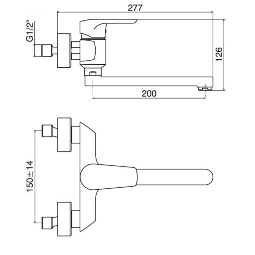 Fali konyhai mosogató csaptelep – Minotti Prima 4115-L – Króm, hosszú kifolyócsővel