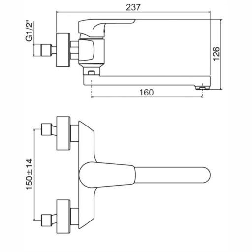 Fali konyhai mosogató csaptelep – Minotti Prima 4115-S – Króm, rövid kivitel