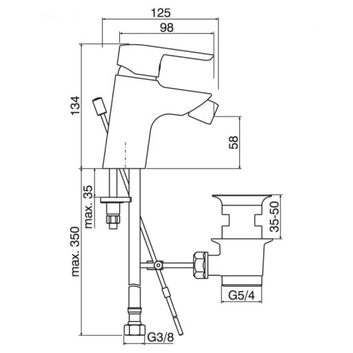 MINOTTI PRIMA egykaros bidécsaptelep – 134 mm – króm