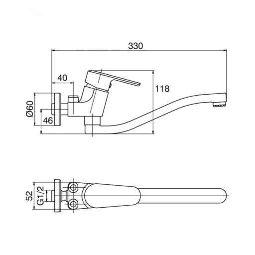 Bojler csaptelep – Minotti Prima 4117 – Króm, alsó kifolyóval, nyílt rendszerű vízmelegítőkhöz