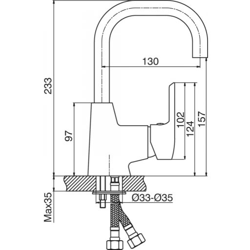 Minotti Prima Labud Magasított Mosdó Csaptelep – Modern Ív és Kiemelkedő Kényelem (4120)