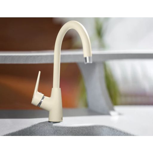 MINOTTI Prima alacsony nyomású hattyúnyakú konyhai csaptelep, 340x195 mm, pezsgő