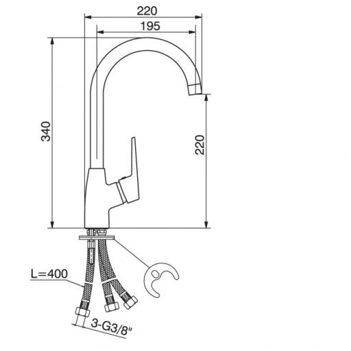 Minotti Prima 3 Csöves Magasított Konyhai Csaptelep – Alacsony Nyomású Megoldás Bojlerhez (4501-3)