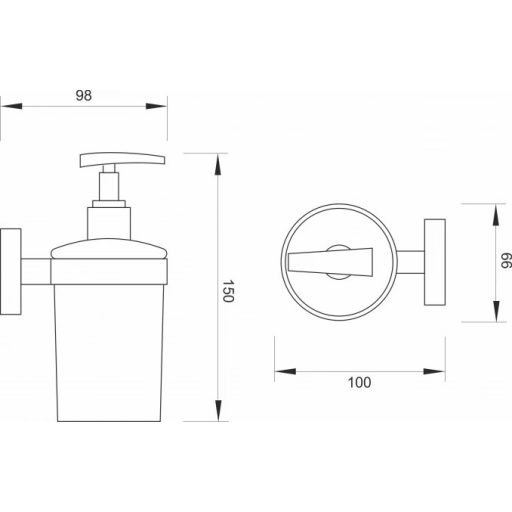 MINOTTI 50700 fali folyékony szappanadagoló, króm, matt üveg tartállyal