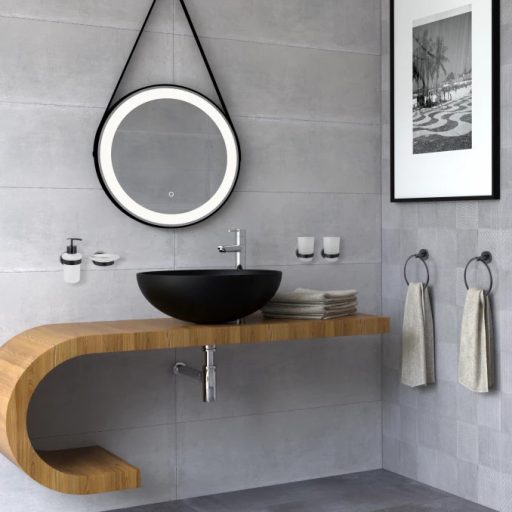 MINOTTI DARK ELEGANCE pohártartó, fehér üveg, matt fekete konzol