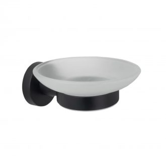   MINOTTI DARK ELEGANCE szappantartó, fehér üveg, matt fekete tartókonzollal