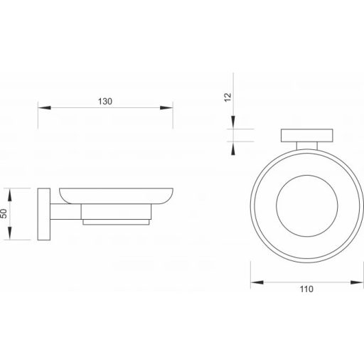 MINOTTI 50700 szappantartó, fehér üveg, króm tartókonzollal