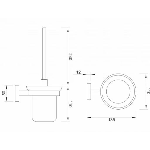 MINOTTI fali WC-kefe tartó – 135x350 mm – Fedeles (50750)