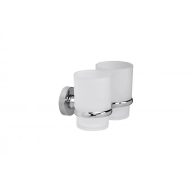 MINOTTI 50700 dupla pohártartó, fehér üveg, króm konzol