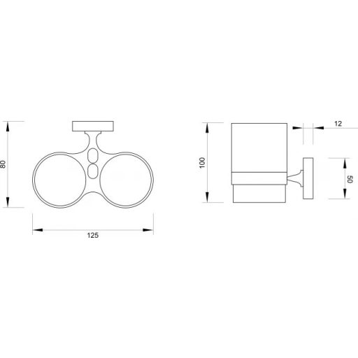 MINOTTI 50700 dupla pohártartó, fehér üveg, króm konzol