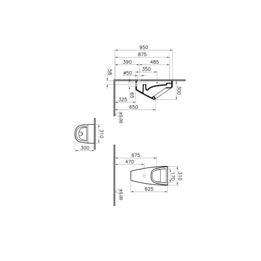VITRA S20 310 x 300 x 625 mm piszoár – Fehér
