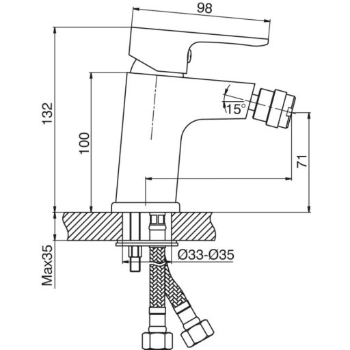 MINOTTI VIVA egykaros bidécsaptelep – 132 mm – króm