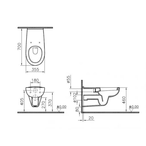 VITRA fali WC akadálymentesített, 70 cm