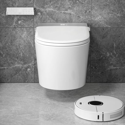 T9026 Fali (függesztett) Monoblokk okos WC – Fényes fehér, beépített víztartállyal és bidé funkcióval